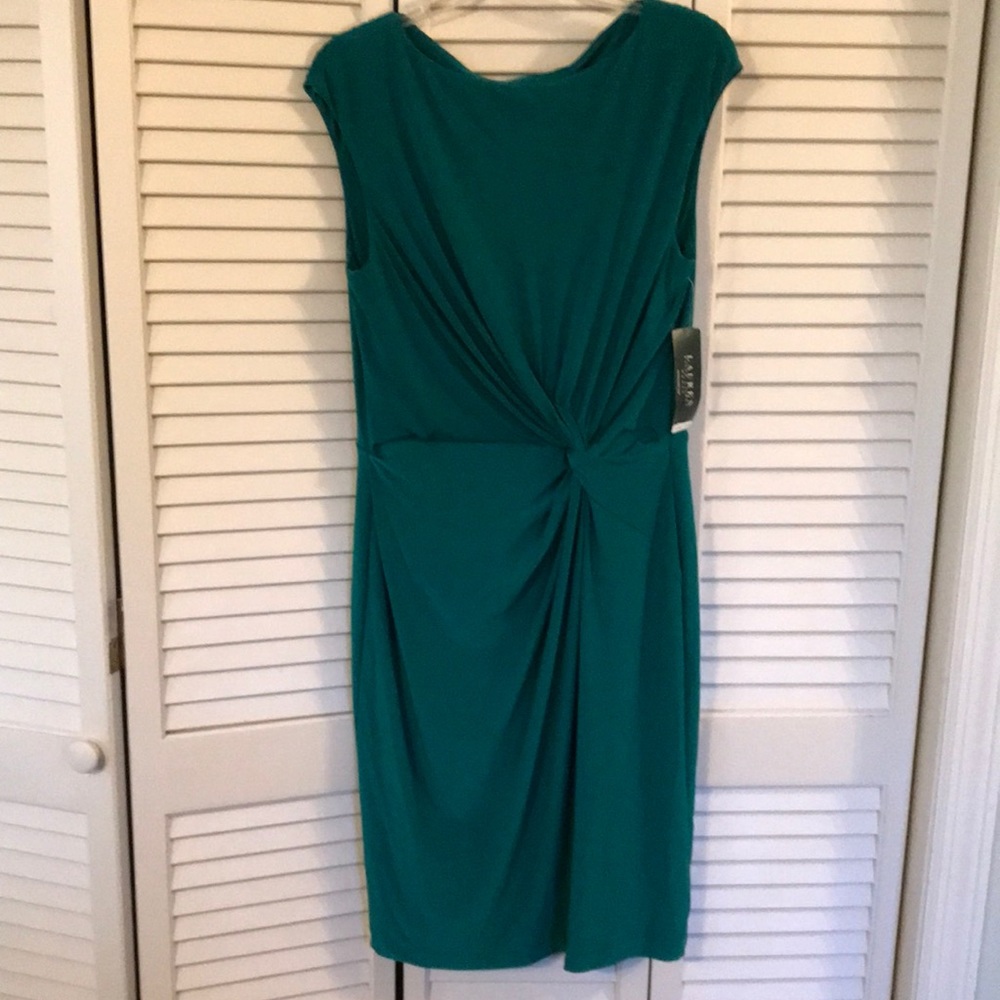 Ralph Lauren Emerald Green Twist Front Dress sz 14 NWT